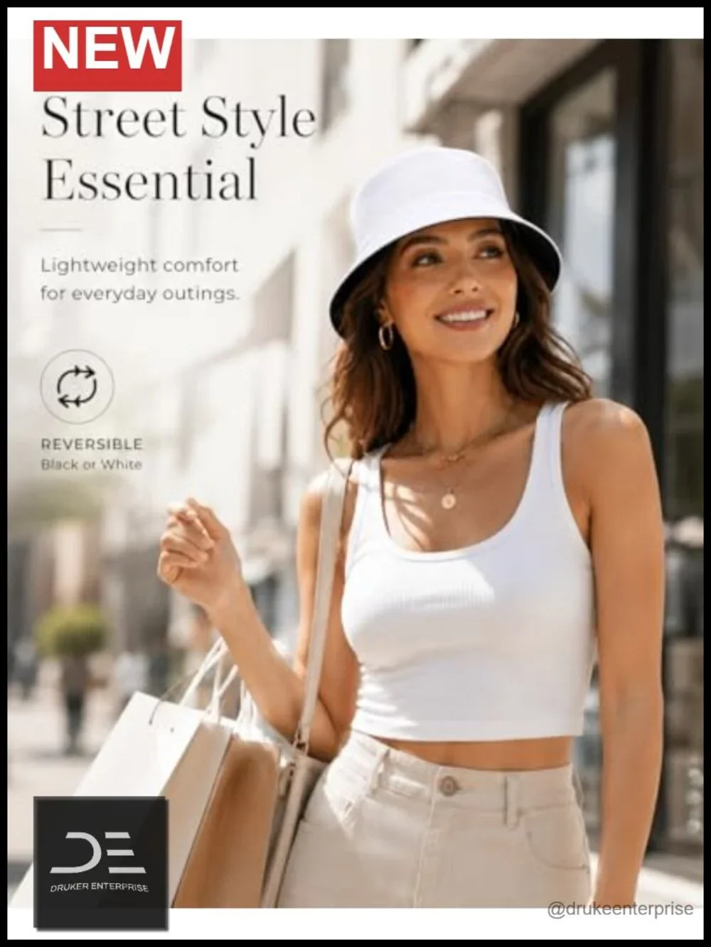 Reversible Bucket Hat Breathable Sun Hat for Beach Vacation
